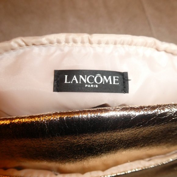 NEW LANCOME GOLD COSMETIC BAG WITH FRONT POCKET - Picture 2 of 5